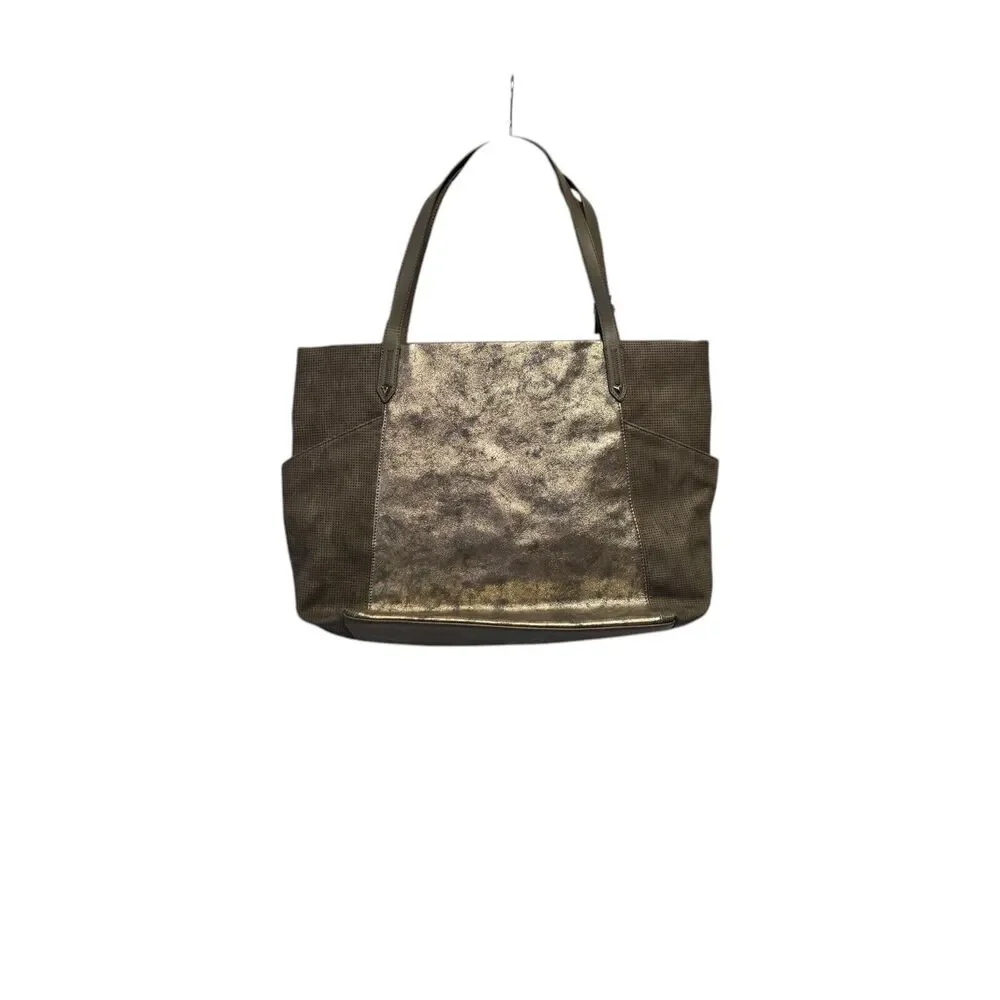 Stella & Dot Bleeker Gold Metallic Zip Top Tote Travel School Baby-bag‎ Market